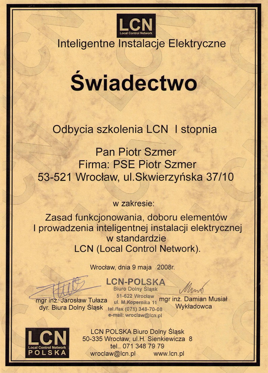 Szkolenie instalacje LCN